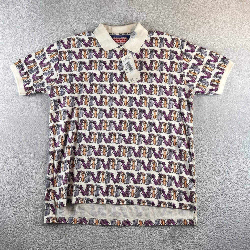 VTG NWT Pivot Rules Golf Polo Mens M Golf Print READ